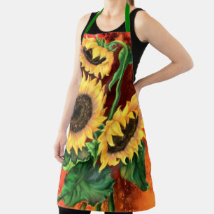 Mooie drie zonnebloemen - gemanipuleerde kunstschi schort