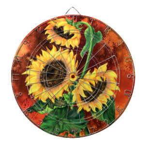 Mooie drie zonnebloemen - Migned Art Painting - Dartbord
