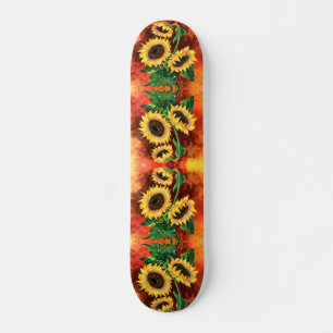 Mooie drie zonnebloemen - Migned Art Painting - Skateboard