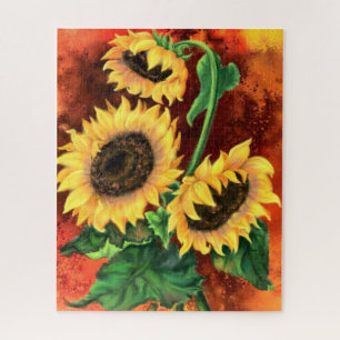 Mooie drie zonnebloemen - Migned Painting Art Legpuzzel
