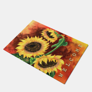 Mooie drie zonnebloemen - Welkom Deurmat