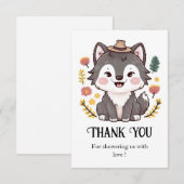Mooie dromerige Wolf Baby shower Bedankkaart (Voorkant / Achterkant)