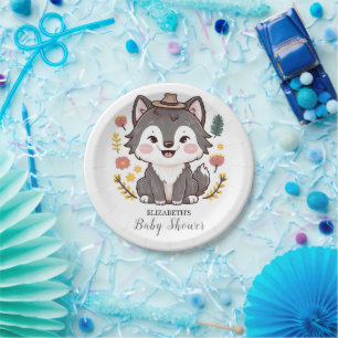 Mooie dromerige Wolf Baby shower Papieren Bordje