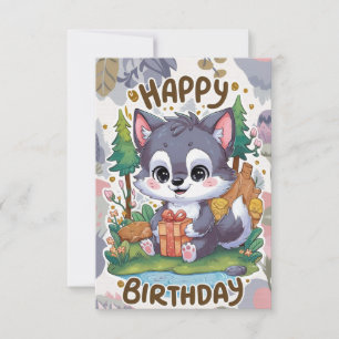 Mooie Dromerige Wolf Digitale Verjaardag Kaart