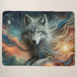 Mooie dromerige wolf sherpa deken