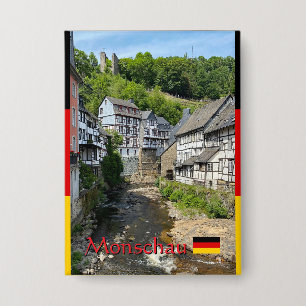 Mooie Duitse dorp Monschau in de zomer reis Button