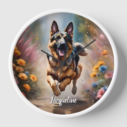 Mooie Duitse Herder Hond & Bloemen (Voorkant)