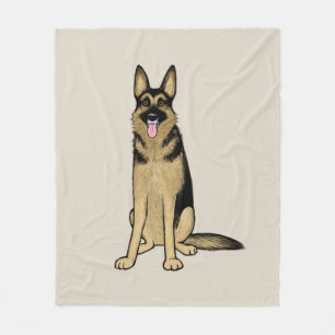 Mooie Duitse herder hond Cartoon Pet Art Fleece Deken