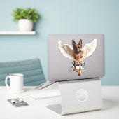 Mooie Duitse Herder met Wings Memorial Sticker (Laptop op bureau)