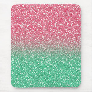 Mooie, dunne, roze groene faux glitter muismat