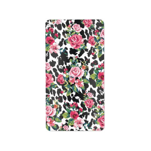 Mooie, dunne  rozen en luipaard etiket (Voorkant)