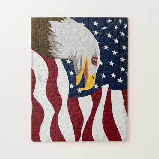 Mooie Eagle & USA Flag Jigzaag Puzzle Legpuzzel (Verticaal)