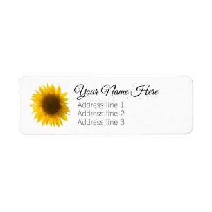 Mooie Echte Zonnebloem Foto Minimalistisch Patroon Etiket