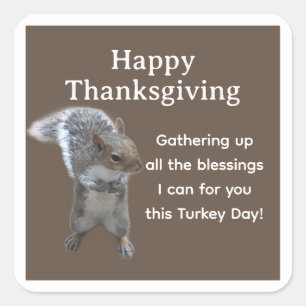 Mooie eekhoorn foto Fijne Thanksgiving Day Vierkante Sticker