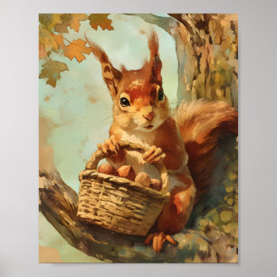 Mooie Eekhoorn Herfst Safari Kinderkamer Kunst Pos Poster