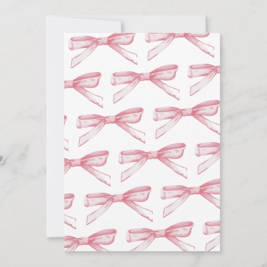 Mooie Eén Roze Strik Coquette Meisje 1e Verjaardag Kaart (Achterkant)