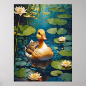 Mooie eend bij de vijver poster (Voorkant)