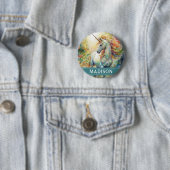 Mooie Eenhoorn Button met aangepaste naam (In situ)