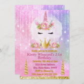 Mooie Eenhoorn Gezicht Roze Bloemen Verjaardagsfee Kaart (Voorkant / Achterkant)