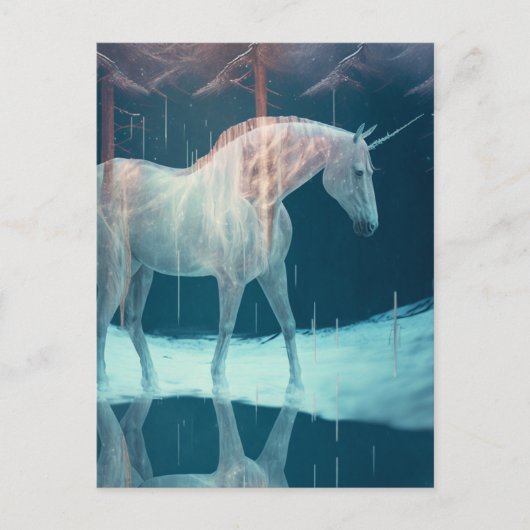 Mooie Eenhoorn in een Frozen Landschap Briefkaart (Voorkant)