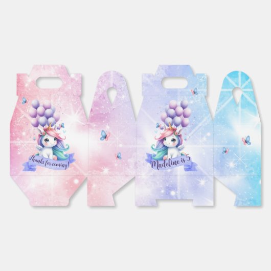 Mooie Eenhoorn met Ballonnen Favoriete Doos Bedankdoosjes (Ongevouwen)