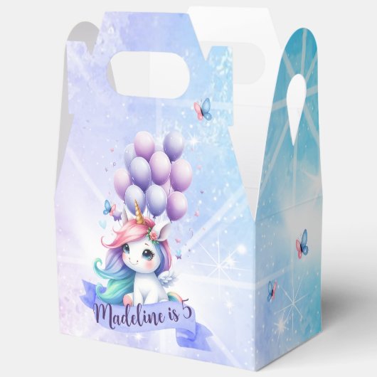 Mooie Eenhoorn met Ballonnen Favoriete Doos Bedankdoosjes (Open)
