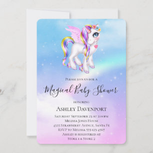 Mooie Eenhoorn met Regenboog Manen Baby Shower Kaart