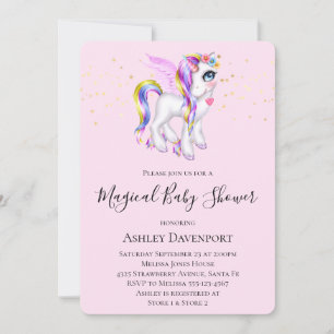 Mooie Eenhoorn met Regenboog Manen Baby Shower Kaart