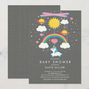 Mooie Eenhoorn Mobiele Baby Shower Uitnodiging