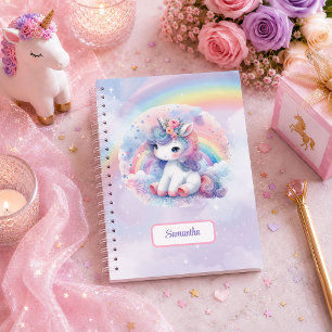 Mooie Eenhoorn Pastelkleuren Meisje Verjaardag Cus Notitieboek