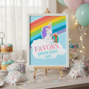 Mooie Eenhoorn Regenboog Favorieten Verjaardagspos Poster