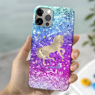 Mooie eenhoorn roze Glitter regenboog gouden monog iPhone 11 Pro Hoesje