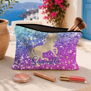 Mooie eenhoorn roze Glitter regenboog gouden monog Etui