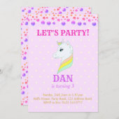 Mooie eenhoorn verjaardag uitnodiging (Voorkant / Achterkant)