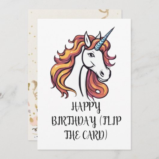 Mooie eenhoorn verjaardagskaart kaart (Voorkant / Achterkant)