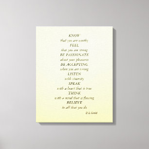 Mooie, eenvoudige en stijlvolle Inspirerend woorde Canvas Afdruk