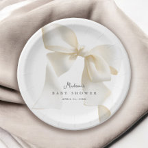 Mooie Eenvoudige Ivoren Strik Baby Shower