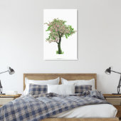 Mooie eenzame boom met kleine roze bloemen canvas afdruk (Insitu (Slaapkamer))