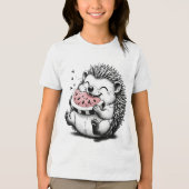 Mooie Egel Die Watermeloen Eet Kunst Tri-Blend Shirt (Voorkant)
