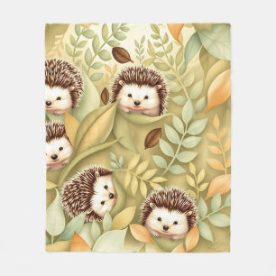 Mooie Egel Herfstbladeren Patroon Fleece Deken