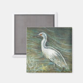 Mooie Egret Shorebird Beach House Art Magneet (Voorkant / Achterkant)