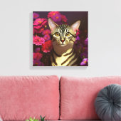 Mooie Egyptische Mau Cat in een nachttuin Canvas Afdruk (Insitu (Woonkamer))