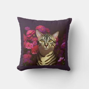 Mooie Egyptische Mau Cat in een nachttuin Kussen