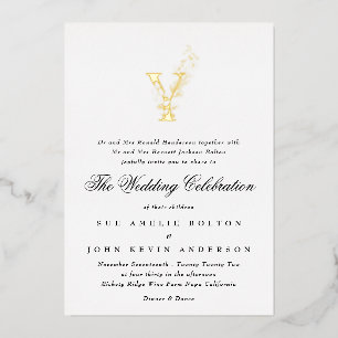 Mooie Elegant Floral GOLD Monogram Weddenschap Folie Uitnodiging