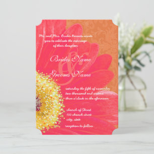 Mooie Elegant Gerber Daisy Wedding Uitnodiging