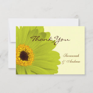 Mooie Elegant Green Gerber Daisy Wedding Bedankkaart