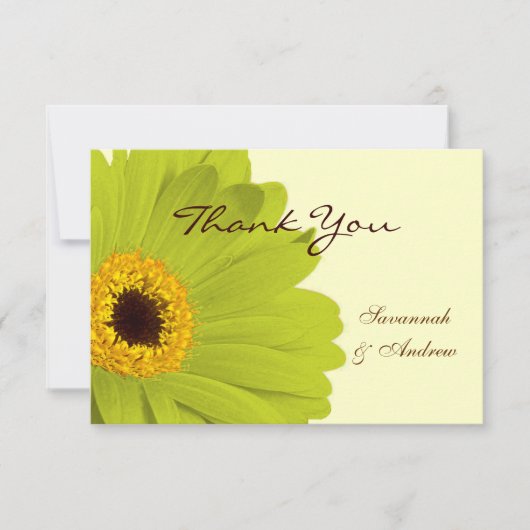 Mooie Elegant Green Gerber Daisy Wedding Bedankkaart (Voorkant)