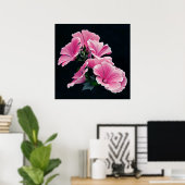 Mooie Elegant Roze Mallow Rozen Flowers Poster (Thuiskantoor)