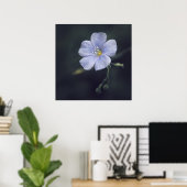 Mooie elegante blauwe vlas-Daisy-bloem Poster (Thuiskantoor)