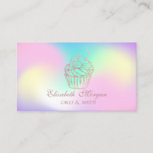 Mooie Elegante Cupcake, Zoete Bakkerij Holografisc Visitekaartje